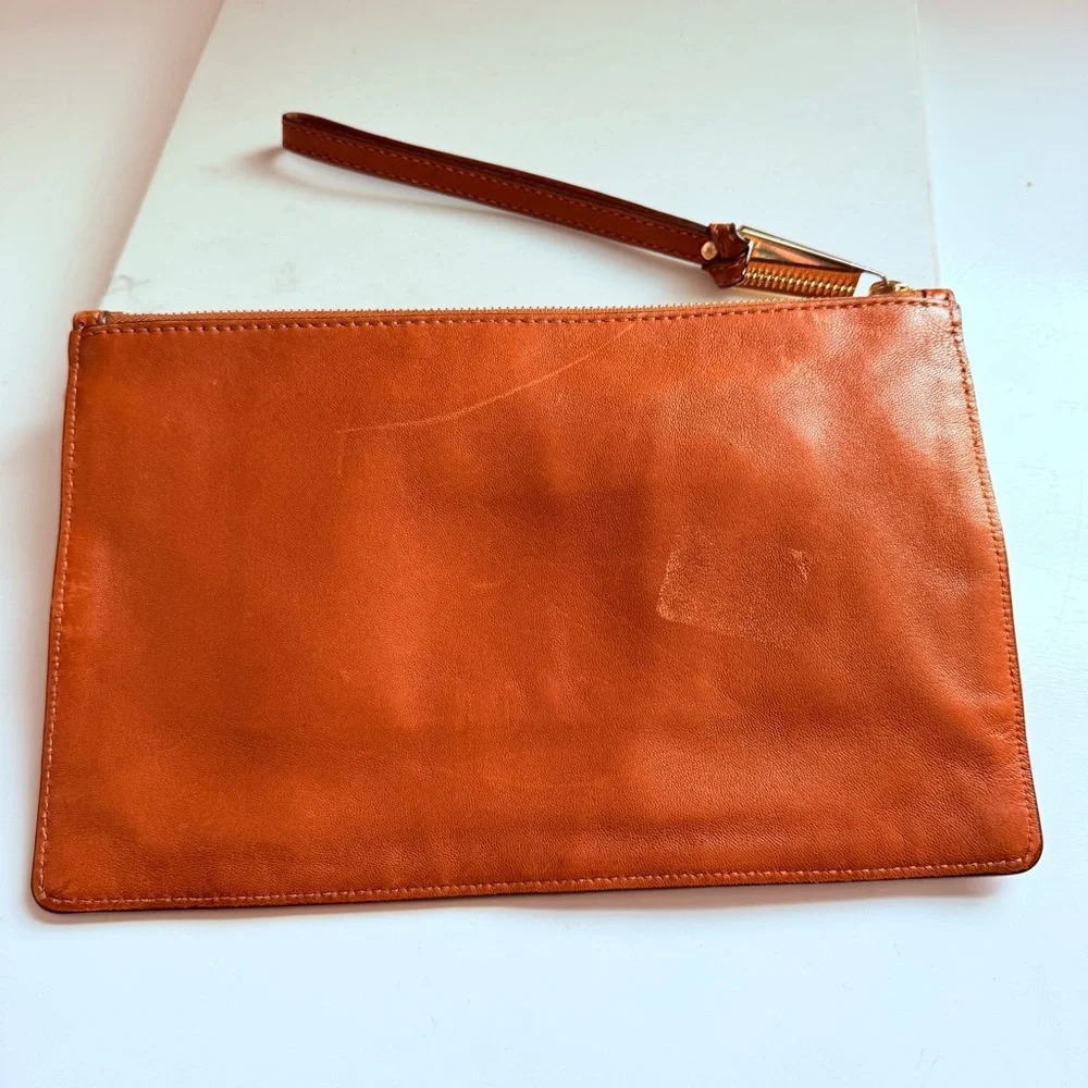 Micheal Kors Rhea Luggage Brown Lamb Leather Studded Large Wristlet/Clutch - Picture 3 of 8